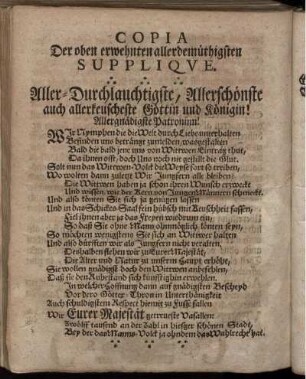 Copia Der oben erwehnten allerdemüthigsten Supplique.