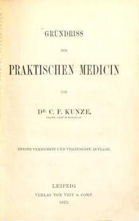Grundriss der praktischen Medicin