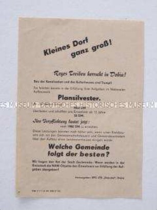Propagandaflugblatt der Parteiorganisation einer LPG zur Planerfüllung