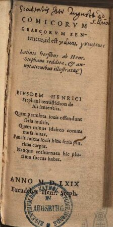 Comicorum Graecorum sententiae id est gnōmai