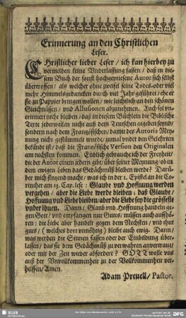 Erinnerung an den Christlichen Leser