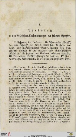 9. Lectoren in den kirchlichen Versammlungen der frühern Christen