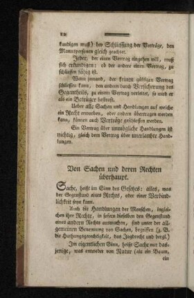 Von Sachen und deren Rechten überhaupt.