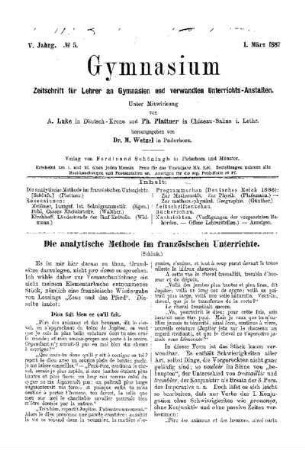 Die analytische Methode im französischen Unterrichte : (Schluß)