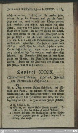 Kapitel XXXIX. (Jerusalems Erobrung. Zedekia´s Jeremiä und Ebedmelech´s Schiksale.)