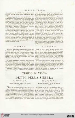 Capitolo V: Tempio di Vesta, detto della Sibilla in Tivoli / Chapitre V: Temple de Vesta, dit de la Sibylle à Tivoli