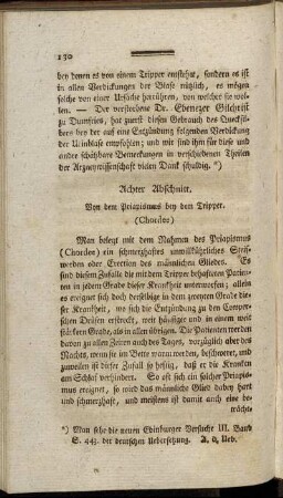Achter Abschnitt. Von dem Priapismus bey dem Tripper. (Chordee)