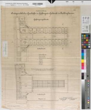 Recklinghausen (Recklinghausen) Gefängnis 3. - 6. Obergeschoß 1907 1 : 100 69 x 50 Zeichnung Erberich Staatshochbauamt Münster