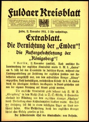 Dritte Ausgabe vom Mittwoch, den 11. November 1914.