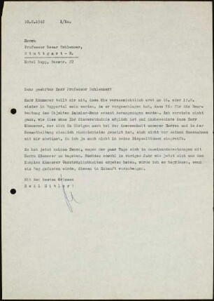 Sehr geehrter Herr Professor Schlemmer! Herr Kämmerer teilt mir mit, ...