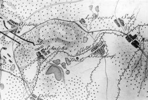Oßling-Liebegast. Situationskarten von den Kriegsschauplätzen des 7jährigen Krieges, Bl. 3 Senftenberg-Hoyerswerda, 1805 (Sign.: VIII 57)
