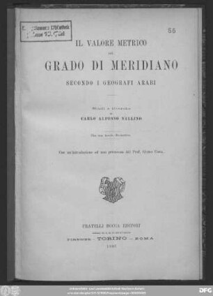 Il valore metrico del grado di meridiano secondo i geografi arabi