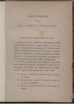 Definizione Ordini Degli Insetti. [bis] Accidentalita della superfecie.