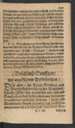 (Beschluß-Seufftzer/ mit angefügtem Wolwünschen.)