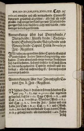 Anmerckungen über das Zwantzigste Capitel. - Anmerckungen über das Ein und zwantzigste Capitel.