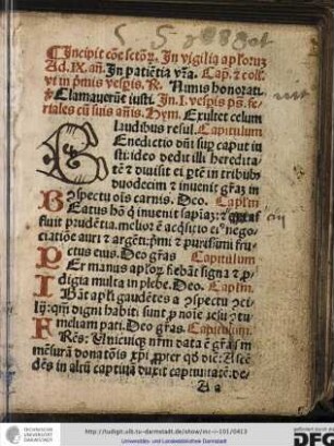 Incipit commune sanctorum. In vigilia apostolorum