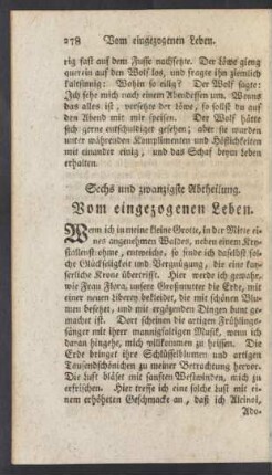 Sechs und zwanzigste Abtheilung. Vom eingezogenen Leben