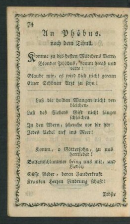 An Phöbus nach dem Tibull.