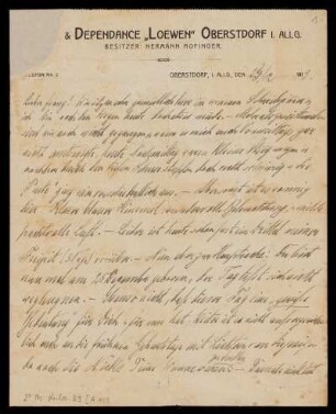 Brief von Georg Rosenzweig an Franz Rosenzweig