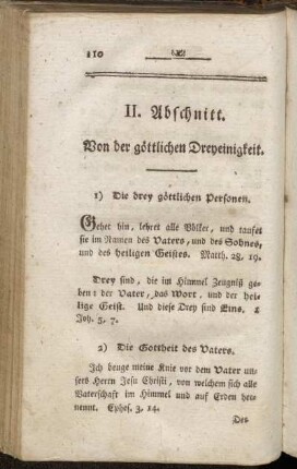 II. Abschnitt. Von der göttlichen Dreyeinigkeit