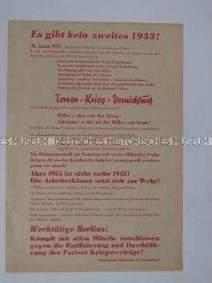Propagandaflugblatt der "Sozialistischen Einheitspartei Deutschlands" zum Ergebnis der "Pariser Verträge"
