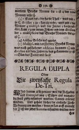 Regula Dupla oder Die zweyfache Regula de Tri.
