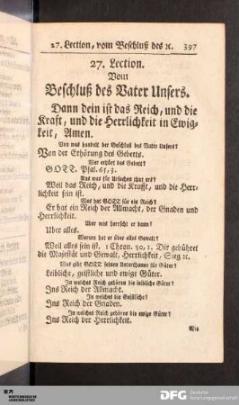 27. Lection. Vom Beschluß des Vater Unsers.