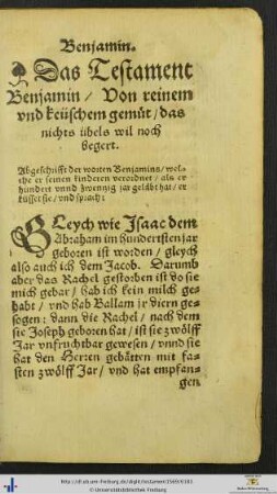 Das Testament Benjamin