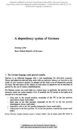 A dependency syntax for German