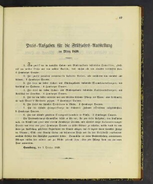 Preis-Aufgaben für die Frühjahrs-Ausstellung im März 1850.