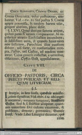 Caput VIII. De Officio Pastoris, Circa Preces Publicas, Et Reliquam Lirturgiam