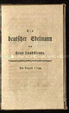 Aufruf zur Bildung eines Fürstenbundes