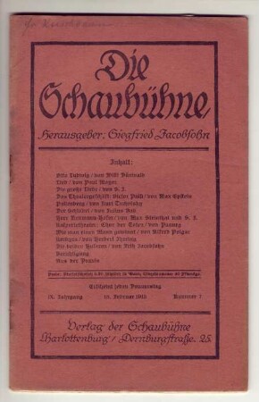 "Die Schaubühne", 13. Februar 1918