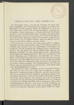 Zweck und Ziel der Sammlung