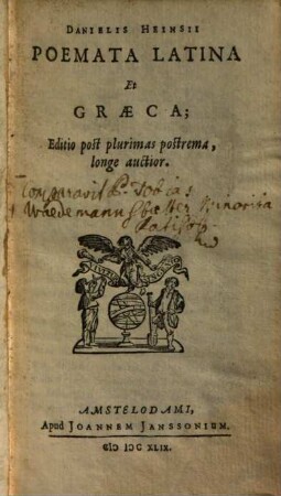 Danielis Heinsii Poemata Latina Et Graeca