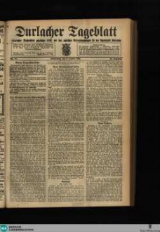 Durlacher Tagblatt : Heimatblatt für die Stadt und den früheren Amtsbezirk Durlach; Pfinztäler Bote für Grötzingen, Berghausen, Söllingen, Wöschbach u. Kleinsteinbach