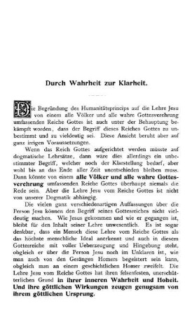 Durch Wahrheit zur Klarheit.