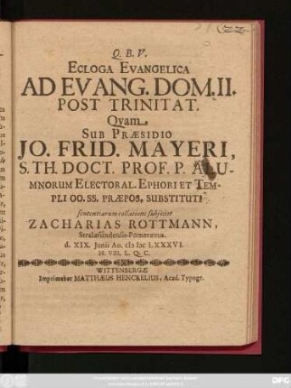 Ecloga Evangelica ad Evang. Dom. II. Post Trinitat