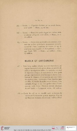 Bijoux et Orfévrerie (Nr. 185 - 193)