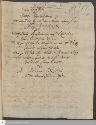 Leichenpredigt für Justine Beer von Christian Nicolai.
