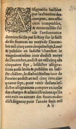 Assignations baillées par la Chambre des comptes aux officiers comptables