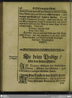 Die dritte Predigt, über den dritten Psalm