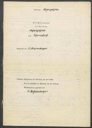 3 Fragebogen und 3 Karten Hohengehren, OA Schorndorf