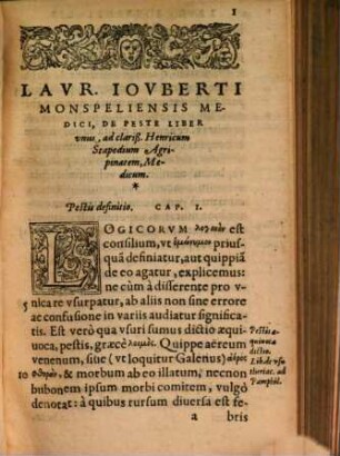 De Peste : Liber unus