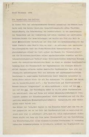 Die Psychologie der Politik [Vermutlich Berlin]