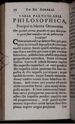 Varia Particularia Philosophica, Praecipue in Materia Oeconomica