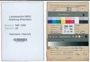 Entnazifizierung Heinrich Hammers , geb. 18.03.1909 (Finanzbeamter)