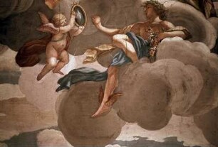 Hera, Athene, Aphrodite und Merkur mit dem goldenen Apfel der Eris