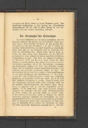 Die Steinbacher'sche Heilmethode.