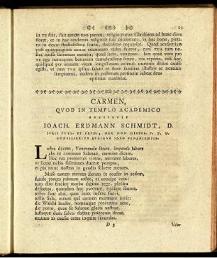 Carmen, Quod In Templo Academico Recitavit Joach. Erdmann Schmidt, D. ...